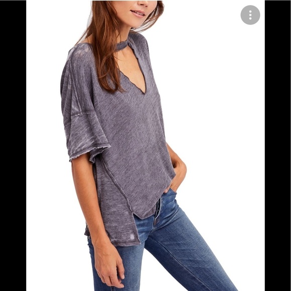 Free People We The Free Jordan Distressed Burnout Tee in Carbon - Picture 2 of 6